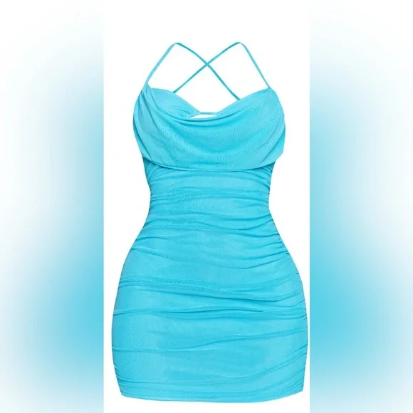 PrettyLittleThing | Dresses | Aqua Blue Mesh Dress | Poshmark